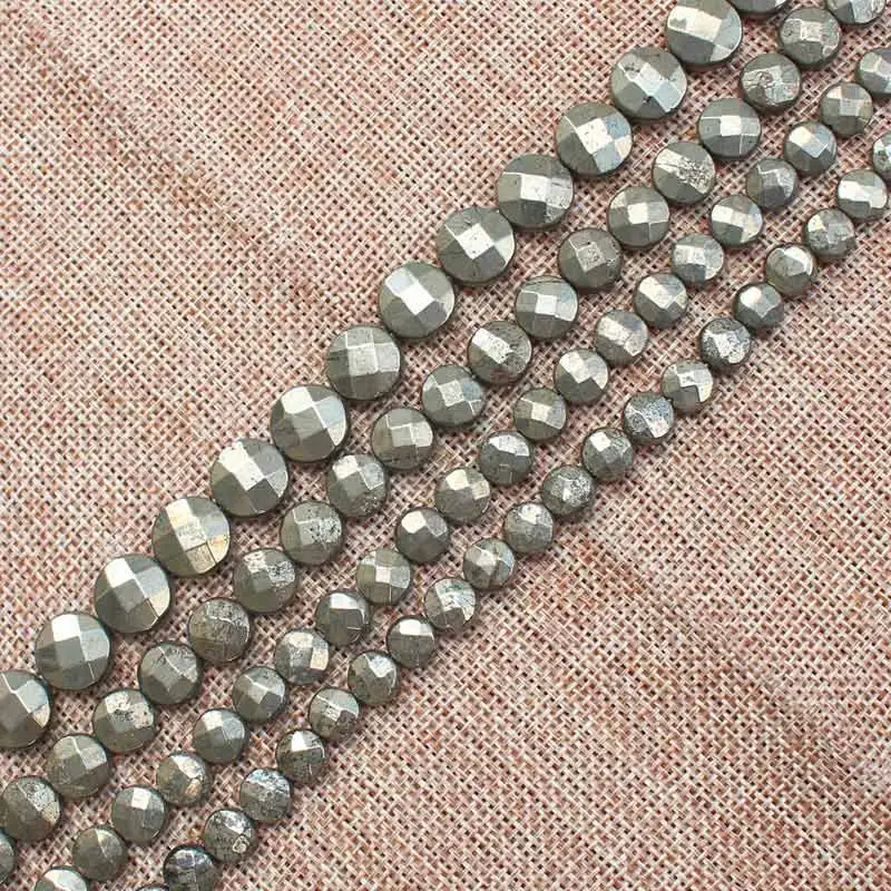 Natural Pyrite Faceted Round Loose Beads 15inch per strand,For DIY Jewelry Making !We provide mixed wholesale for all items!