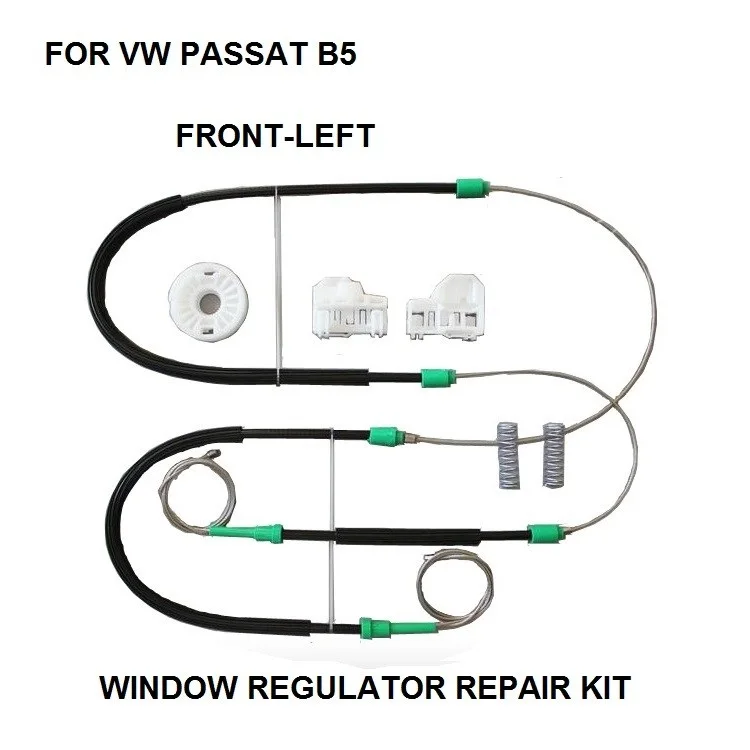 FOR VOLKSWAGEN VW PASSAT B5 WINDOW REGULATOR REPAIR KIT CABLES AND CLIPS FRONT LEFT 1996 to 2005 3B1837461