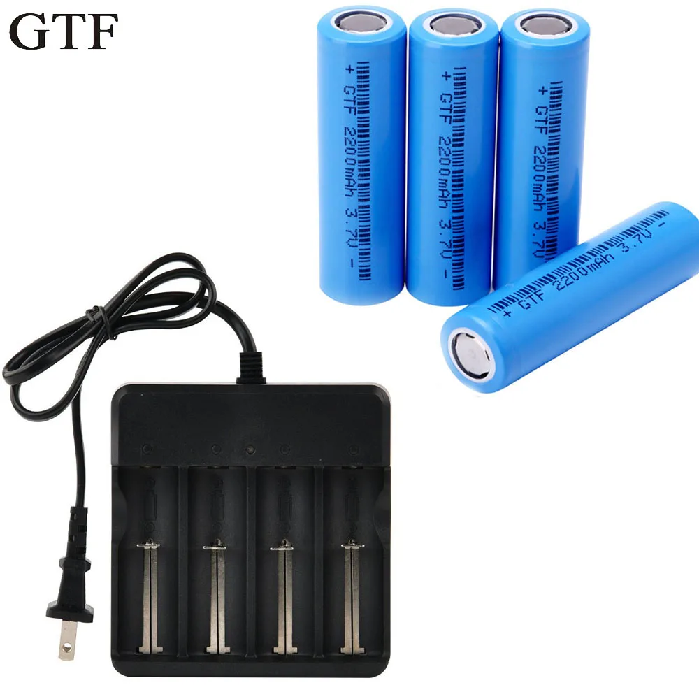 GTF 4 cái 100% Original Ncr18650 Li-Ion Có Thể Sạc Lại Pin dung lượng thực tế 2200 mah 3.7 v Cho Panasonic E + 1 cái pin sạc