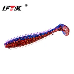 FTK 90mm 120mm Fishing Soft Lure Sea Cucumber Paddle T-Tail Single Tails Carp Grub Worm Silicone Wobbler Spiky Shad Baits