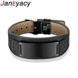 Punk Men Jewelry Black/Brown Leather Bracelet Stainless Steel Watch Buckle Fashion Bangles Freely adjustable size 16.50-21.50cm