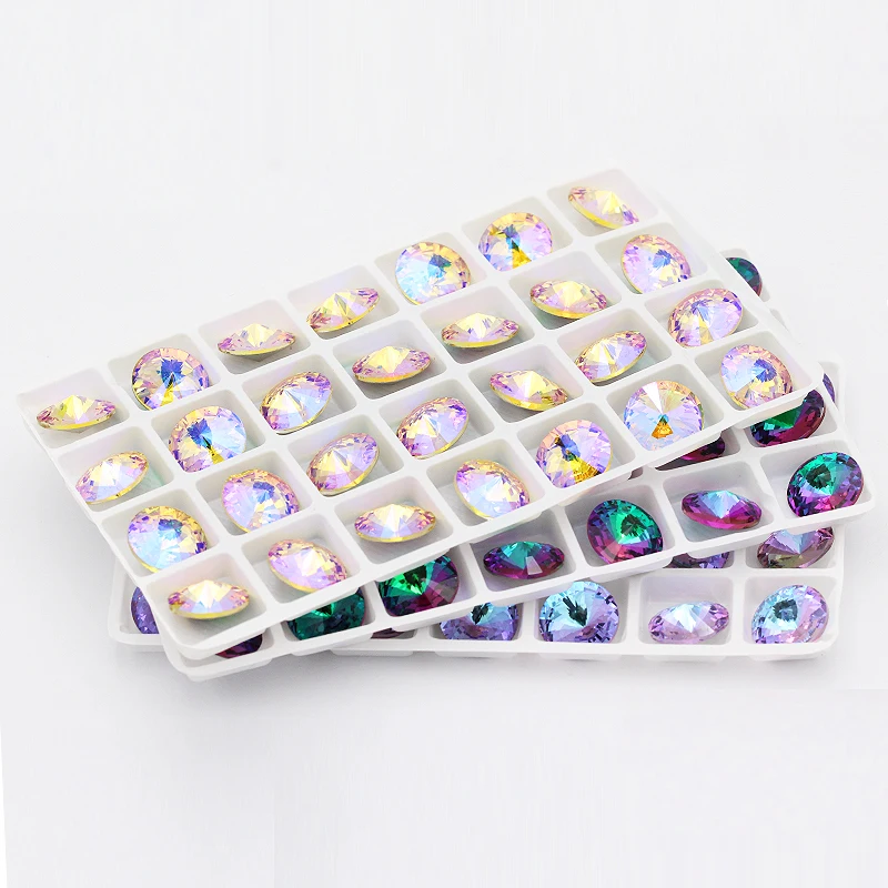 Hot Rhinestone Crystal Stone Glass rivoli glue for clothes stones decoration garment applique accessories strass crafts