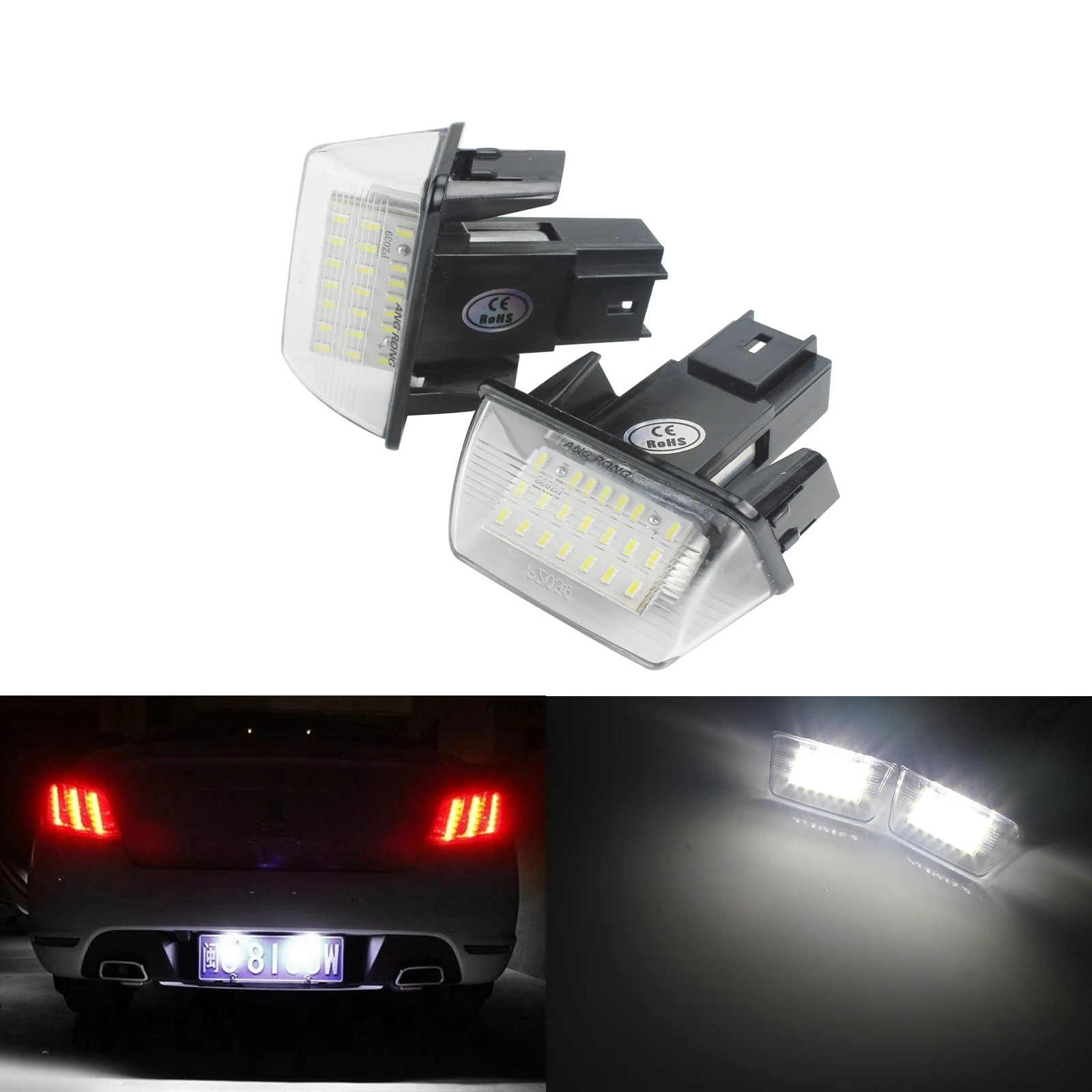 ANGRONG Canbus LED License Number Plate Lights Bulbs For Peugeot 206 207 307 308 406 407 Citroën C3  C4 C5 BERLINGO SAXO XSARA 