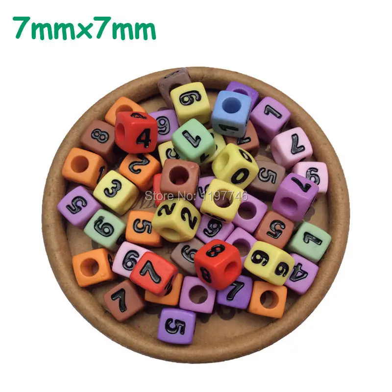 Number Beads Wholesale Colorful 7mm 1950Pcs Mix 0-9 Number Cube Beads Acrylic neon Beads fit Jewelry making Free shipping