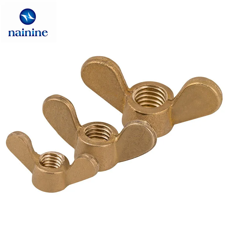 DIN315 304 Stainless Steel Butterfly Nut Hand Tighten Round Wing Nuts Brass