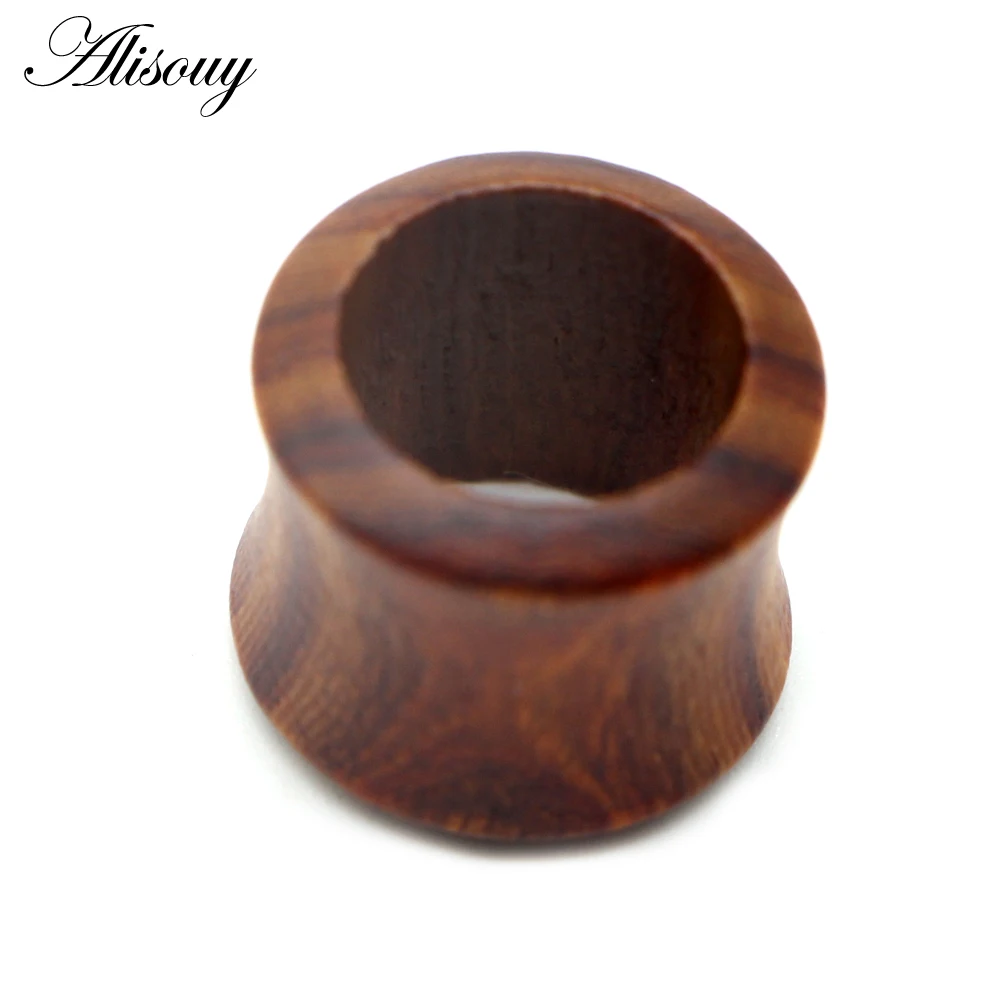 Alisouy 1 pair Sandalwood Wood Double Flared Hollow Ear Tunnel Plug Expanders Gauges Body Piercing Jewelry Earring 8mm-25mm