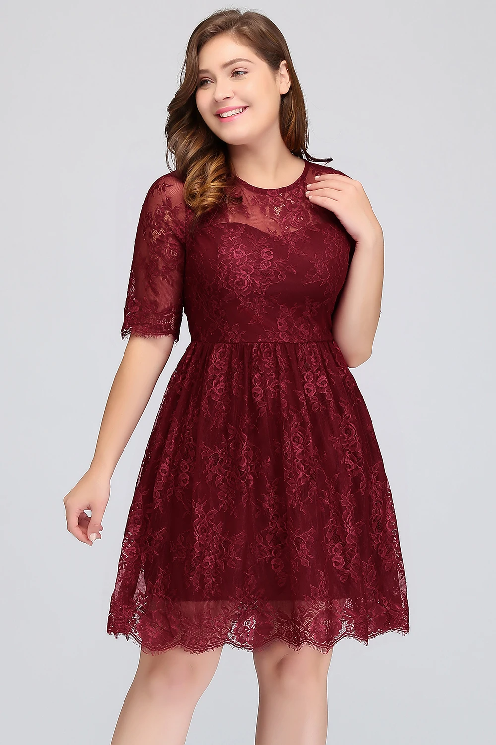 Robe De soirée courte, Sexy, grande taille, bordeaux, bon marché