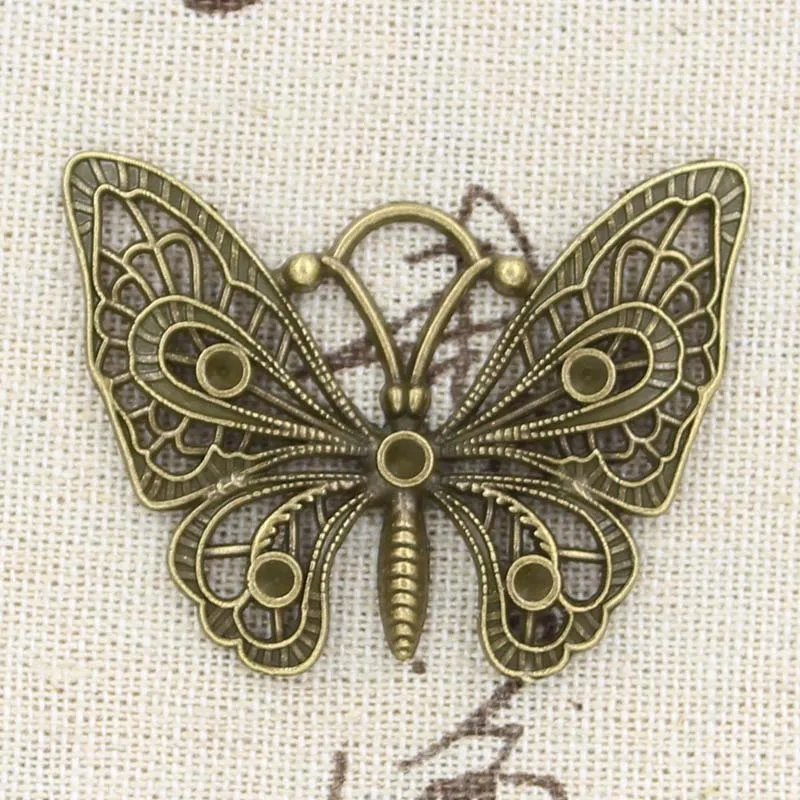 3pcs Charms Butterfly 48x38mm Antique,Zinc Alloy Pendant fit,Vintage Tibetan Bronze Silver color,DIY For Handmade Jewelry