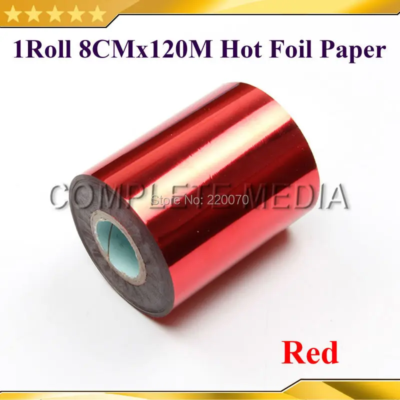 Free CP some 80mmx120M Red Color Hot Stamping Foil Heat Transfer Napkin Gilding PVC business Card Emboss