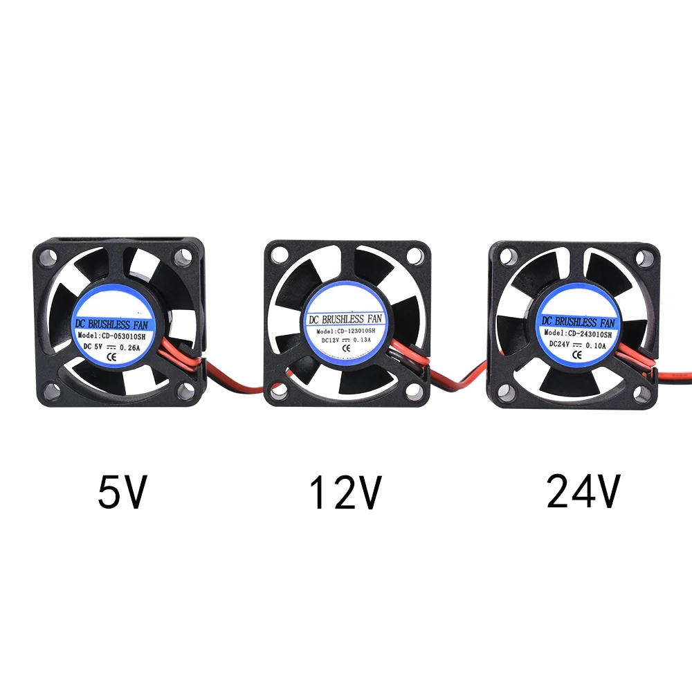 5pcs DIY Reprap DC 5V 12V 24V 2Pin Mini Cooling Fan Brushless 3010 Fan 30MM 30x30x10mm Small Exhaust Fan For 3d Printer Parts