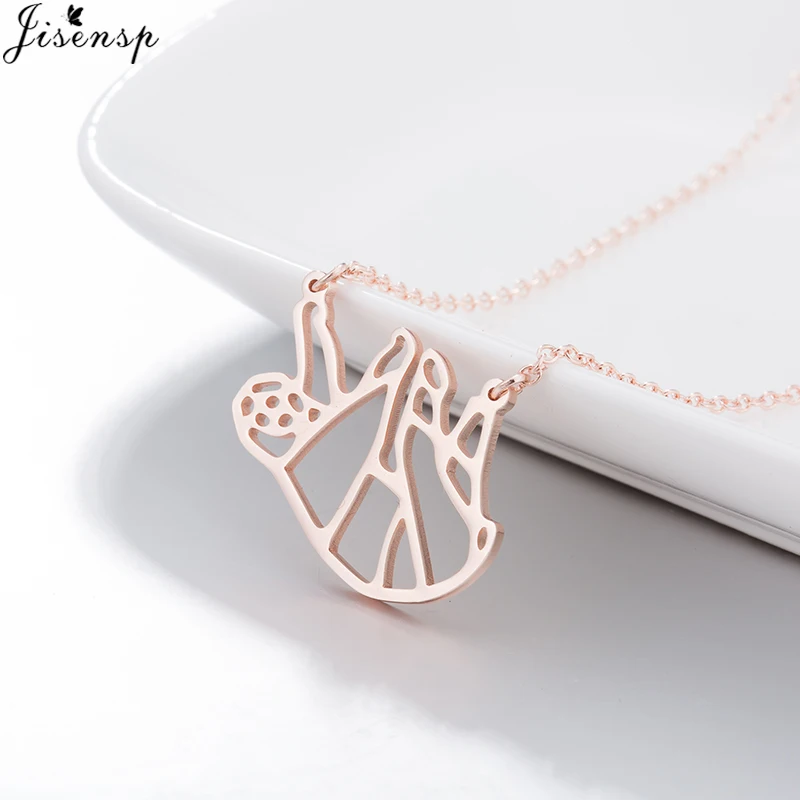 Jisensp Charm Fashion Necklaces for Women Cute Origami Sloth Necklace Everyday Jewelry Animal Pendant Necklace Party Gift