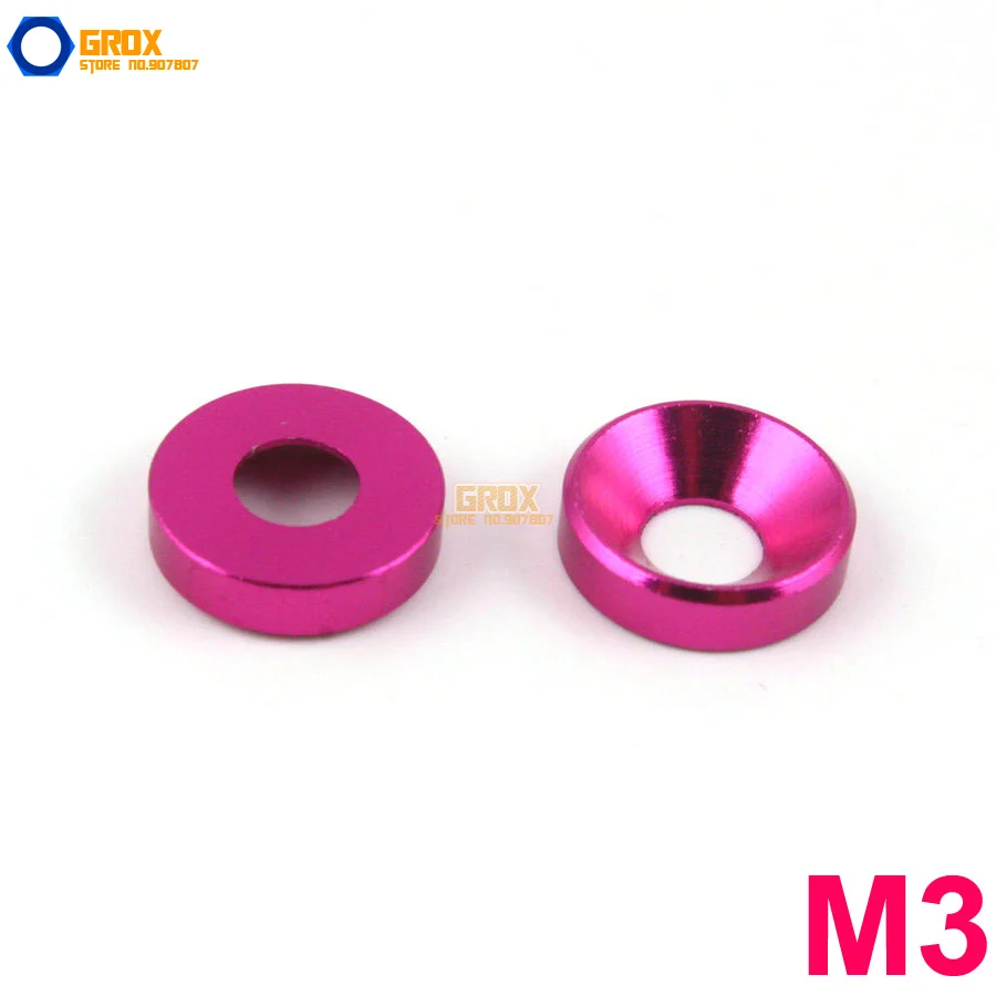 

30 Pieces M3 Peach Aluminum Washer Countersunk Flat Head Screw Washer