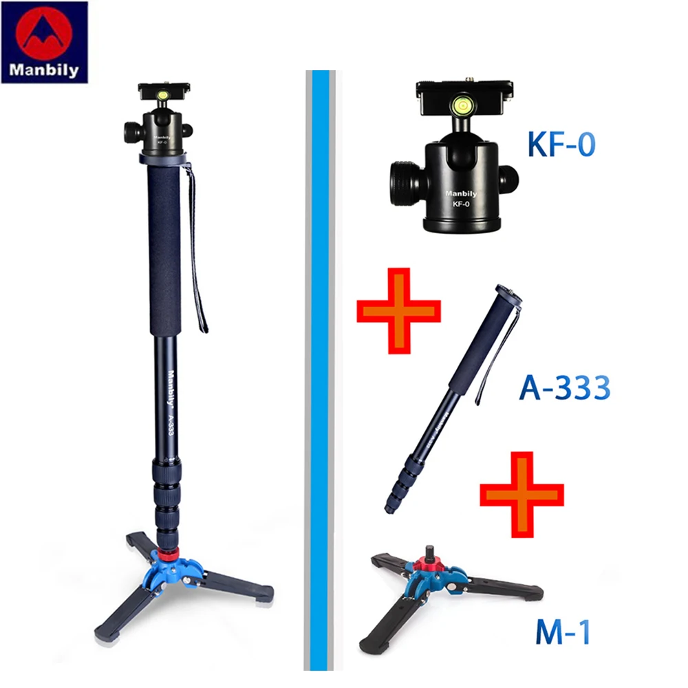 Manbily A-333 Professional Aluminum Alloy base desktop Camera tripod Video monopod stand ball head for Canon Nikon DSLR Camera