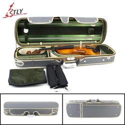 High Grade Rectangle Violin Case Plywood & Gray Imitation Leather+Green Pleuche Belt for 4/4 3/4 1/2 1/4 1/8 Violin