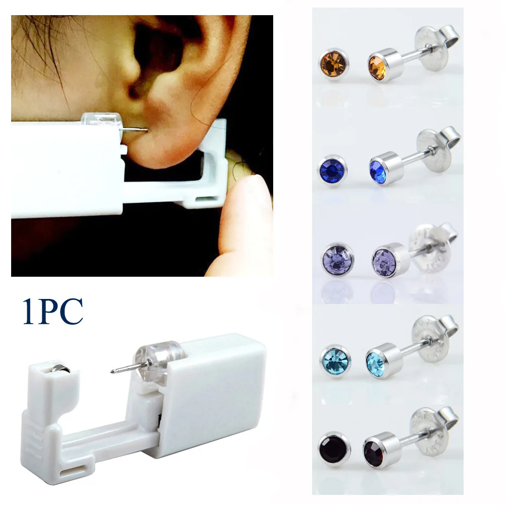 1PC Genetic Sterilised Disposable Safety Nose Ear Piercing Sterile Bezel Crystal Ear Stud Star Earring Body Piercing Jewelry