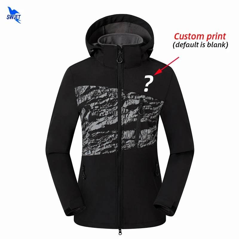 

Customize LOGO Windproof Waterproof Women Softshell Jacket Outdoor Warm Fleece Hooded Coat Ski Trekking Camping Hiking Clothing