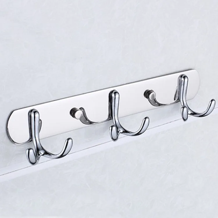 

Two Hooks Silver Metal Wall Mounted Hanger Clothes Robe Towel Rack Holder Bathroom Door Bedroom Organizer