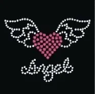 

2pc/lot heart angel wings rhinestone iron on transfers designs hot fix iron on patches for shoes bag