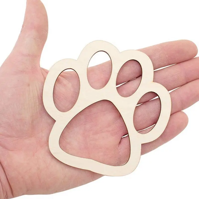 

50pcs Wood Dog Paws (10cm) Animal Paw Embellishments Blank Cat Paws Blank Shape Craft Decoration Wood Cut Out