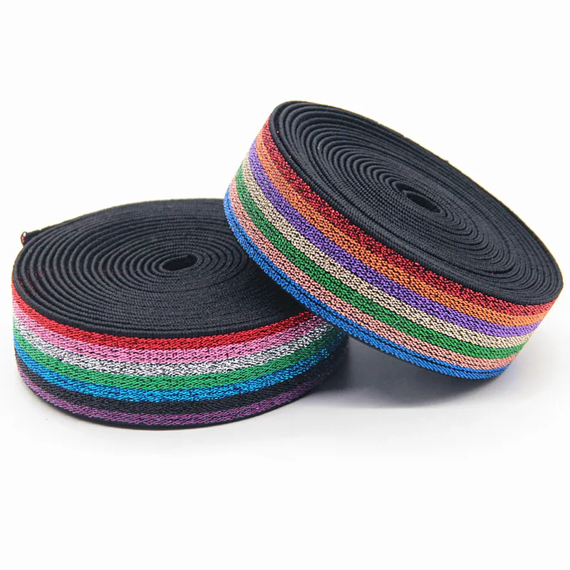 Rainbow Hot Stamping Elastic Bands 2.5cm Rubber Ribbon 25mm Spandex Band Kids Hair Headband Dress Lace Sewing Accessories 1M