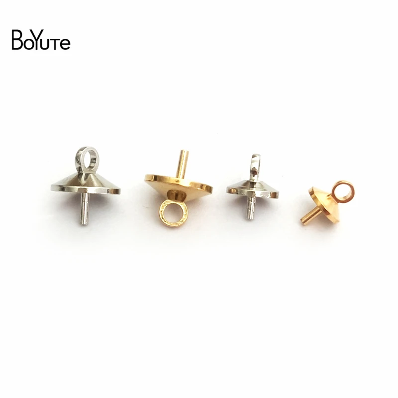 BoYuTe (200 Pieces/Lot) Metal Brass Gold Rhodium Tone Bail Connector Pearl Bead Caps Diy Jewelry Accessories