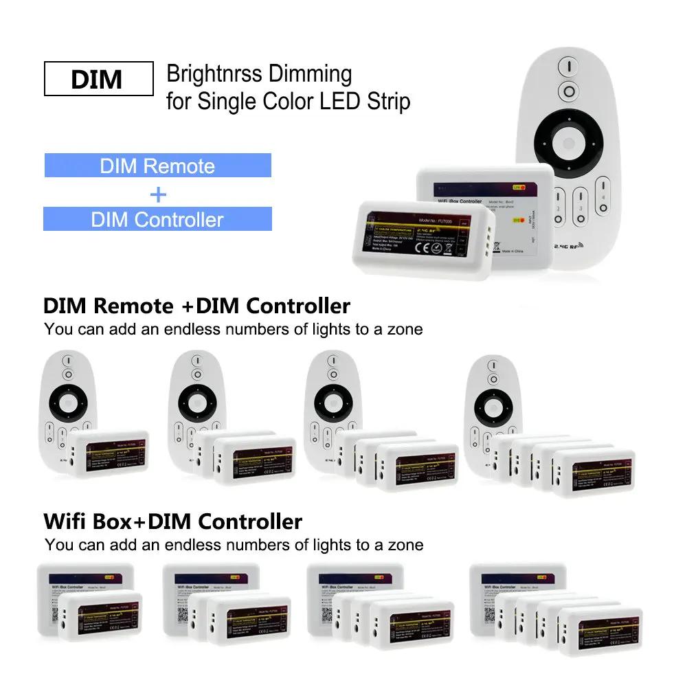 ¡Inteligente controlador de tira LED 2,4G Control remoto RF/WiFi APP Control de Color/RGBW/RGB/doble tira de LED blanco!