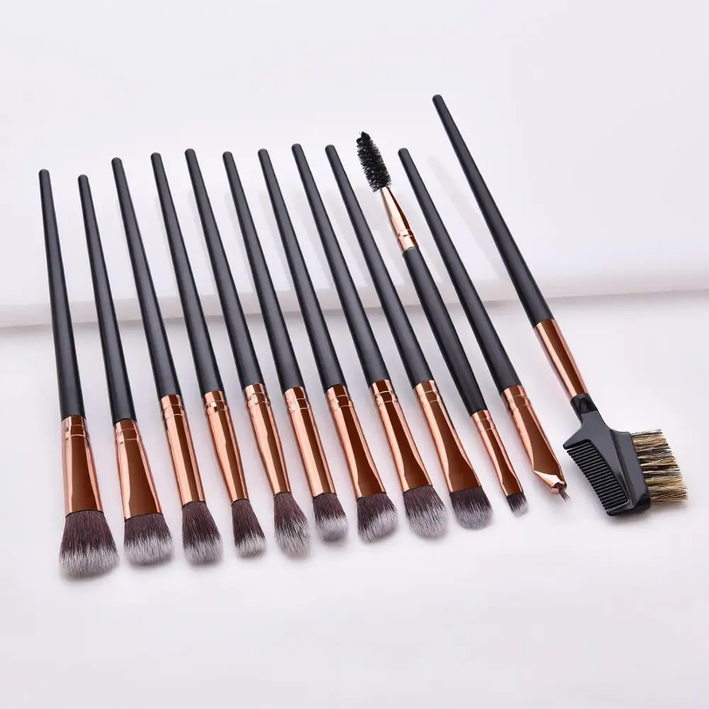 Professional 12 Pcs Makeup Brushes Set For Women Beauty Cosmetic Tools Eye Shadow Blending Eyeliner Eyelash Eyebrow Lip Brushes