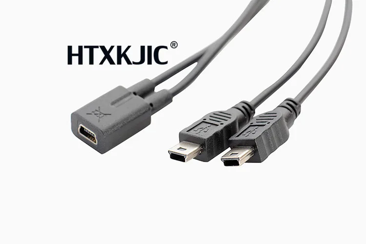 1pcs Mini USB 2.0 1 Female to 2x Mini USB Male Y Splitter Adapter Charger Cable Converter Cord 1ft