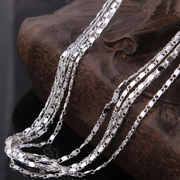 Silver Plated Figaro Chain Necklace Wholesale Jewelry Accessories For Women Party Gift Length 16 18 20 22 24 26 28 30 Inches