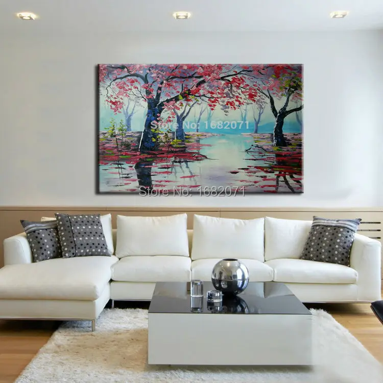 

Free Shipping Skills Artist Hand-painted High Quality Various Landscape Oil Painting On Canvas Modern Trees Decorative Painting