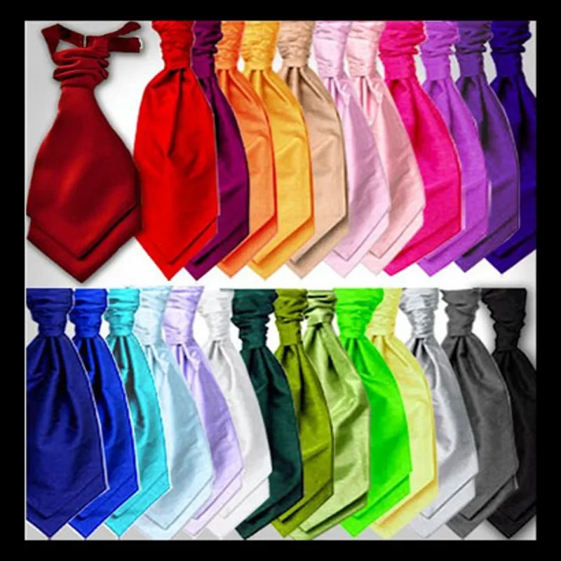 Free Shipping Ikepeibao Boy's Poly Satin Solid Red Ascots Cravats Kid's Neckties Pre-Tied