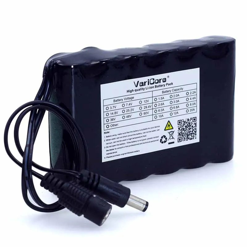 VariCore Portable Super 18650 Rechargeable Li-lon battery pack capacity DC 12 V 6800 Mah CCTV Cam Monitor 12.6V 1A Charger