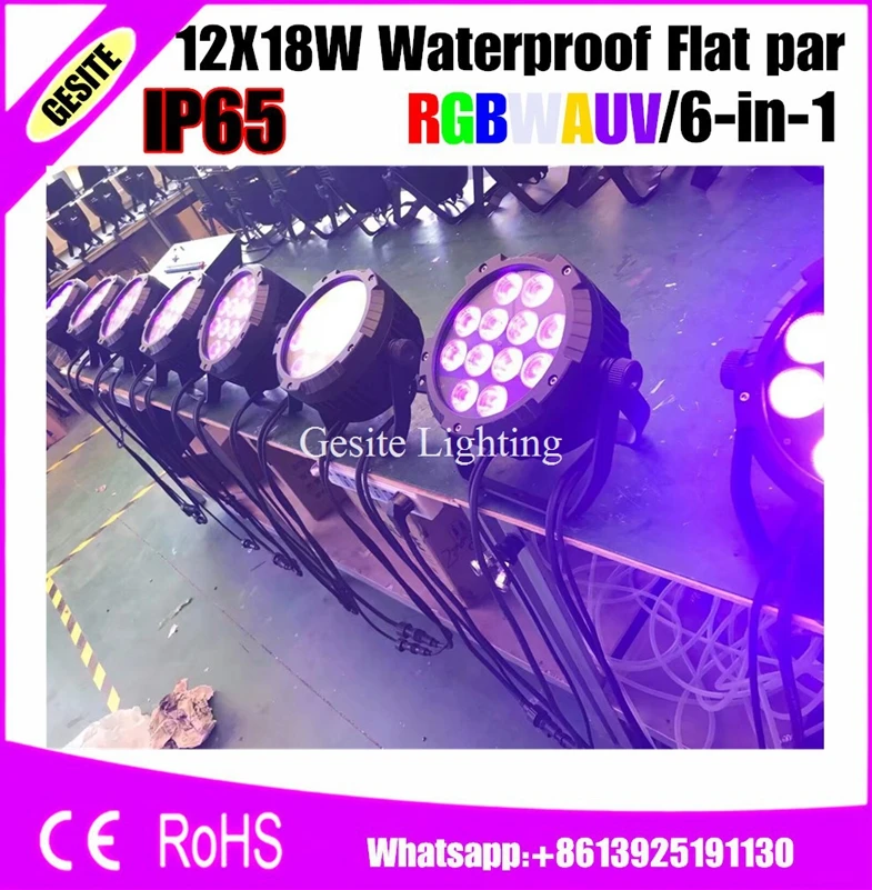 2pcs/lot 12pcs waterproof par led stage light 12x18w rgbwauv 6in1 led par can ourdoor use IP65