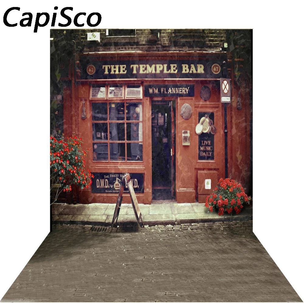 Capisco background for photo studio vintage bar entry brick house wood door backdrop photocall photobooth photography