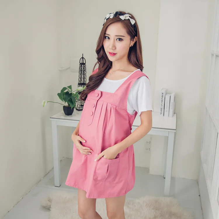 Korean version of the genuine metal radiation clothing anti-radiation pockets button dress maternity dress