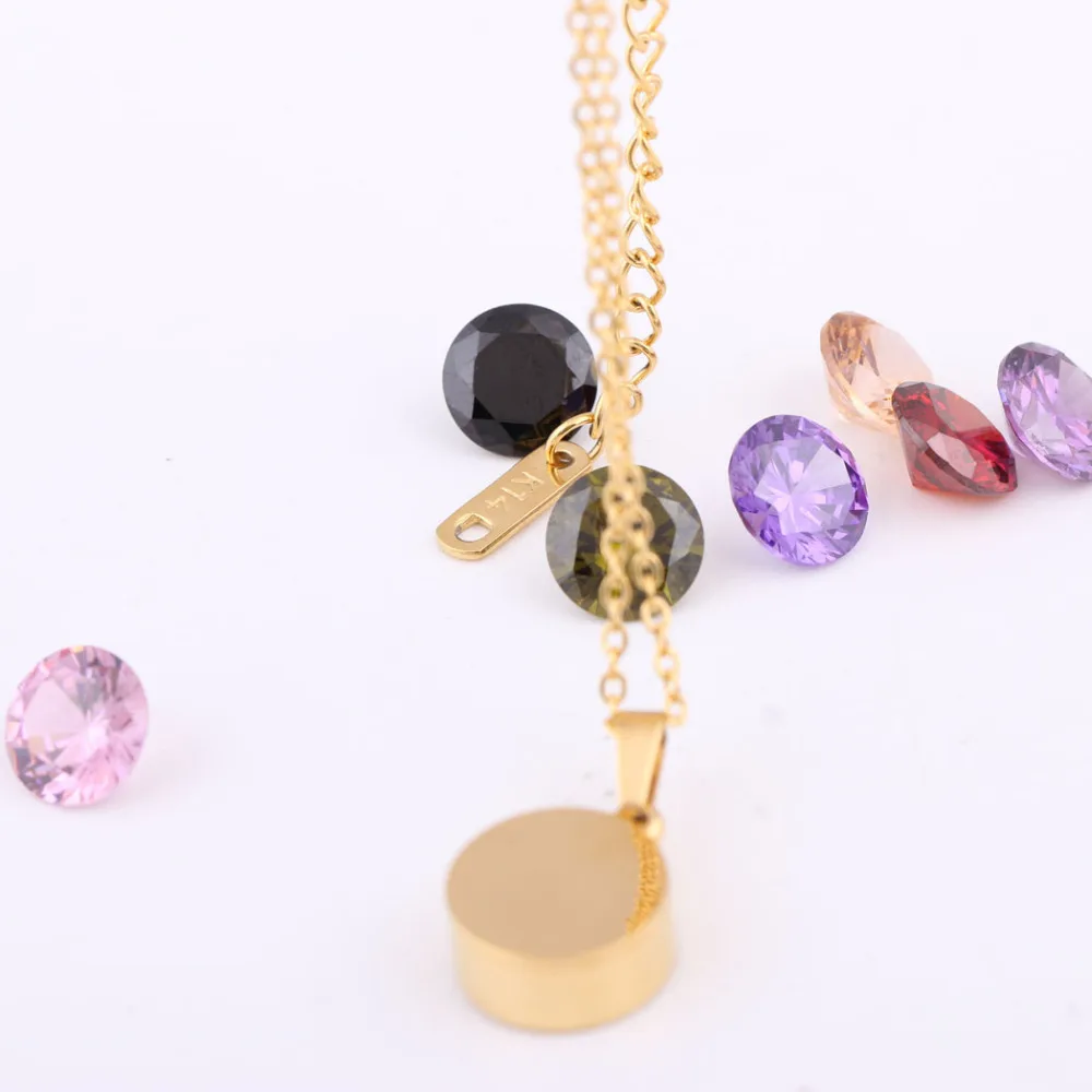 Fashion Removable Necklace for women 2019 316L Stainless Steel DIY Crystal Charm Pendants Necklaces With Color Stones replace