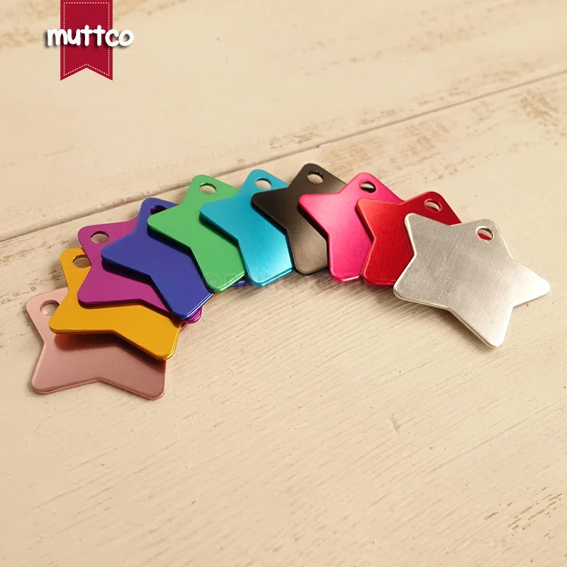 

100pcs/lot wholesale good dog cat name charm craved phone number customs name tag star sharp dog id tag 10 colors DIT-023