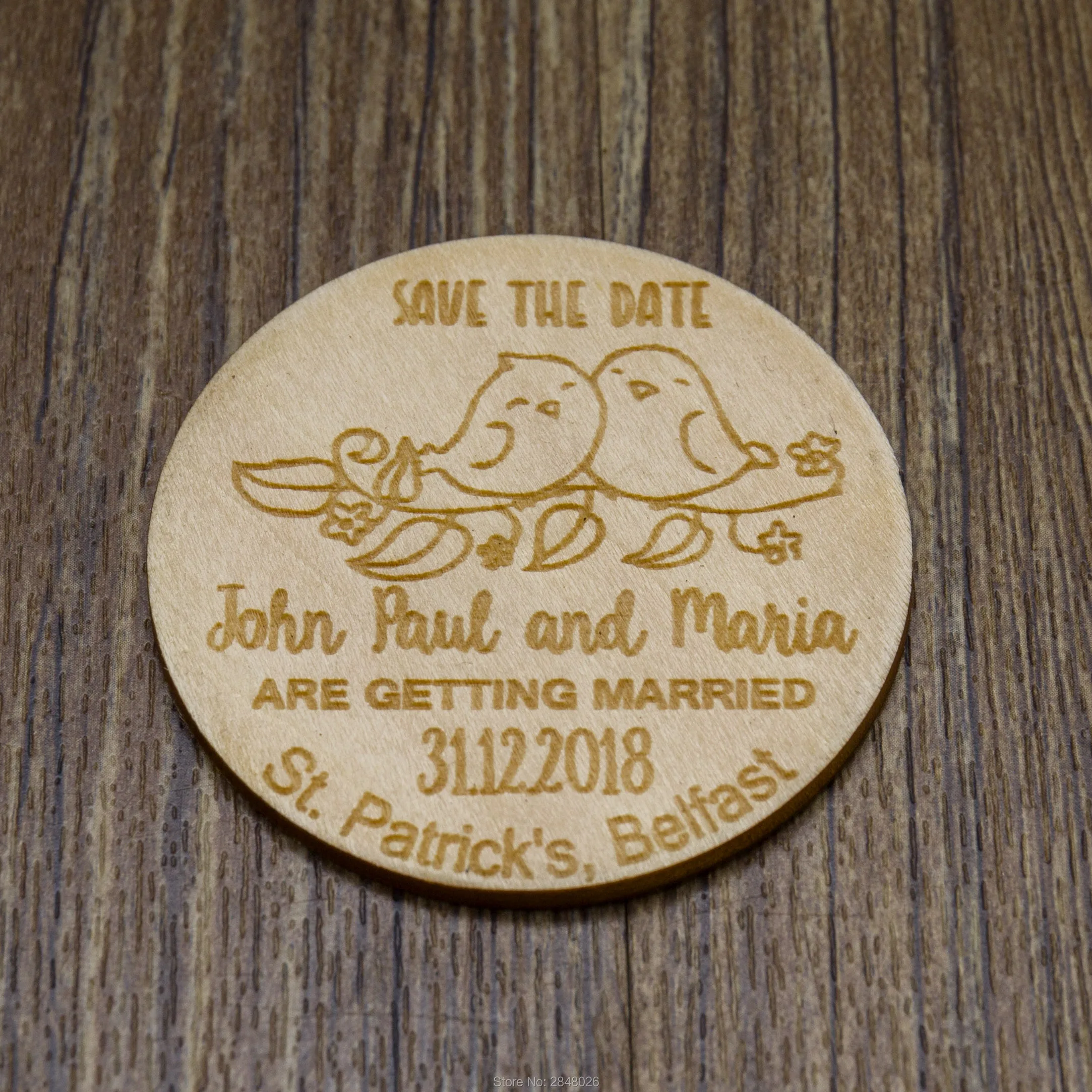 

personalized BIRDS LOVER save the date magnet, Wooden Kitty Save the Date,Wedding party favors gifts