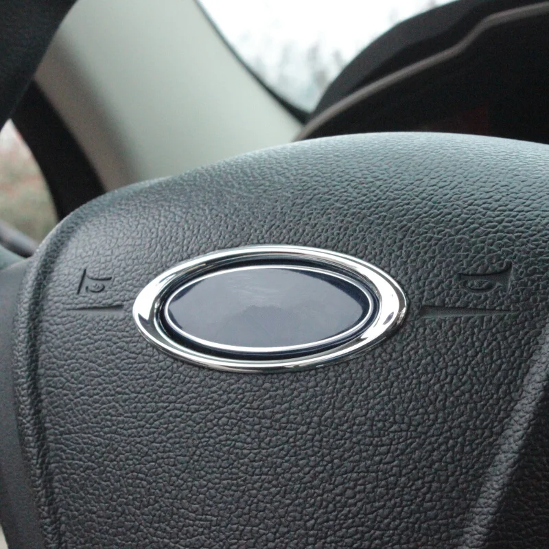 

High Quality Steering Wheel ABS Chrome Trim Cover Logo Ring for Ford for New Focus 3 MK3 MK4 2012 2013 2014 Auto Accessories