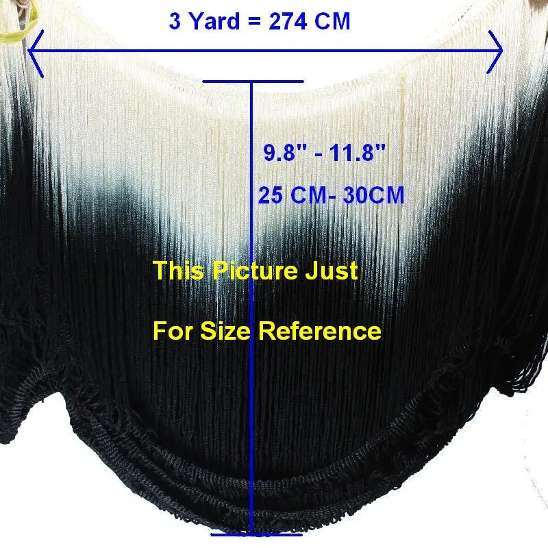 3 Yds Latin Fringe Tassel Dip Dye Ombre Chainette Trims For Dance Rayon Macrame For Sexy Samba 25-30CM