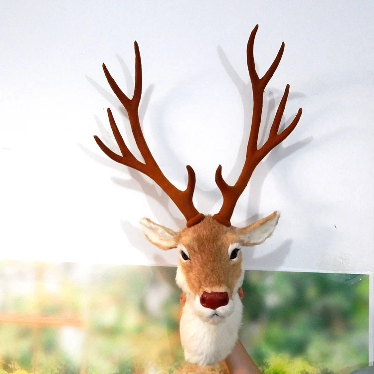 large 35x35x70cm simulation sika deer's head polyethylene&furs wall pandent model prop,home ,bar decoration Xmas gift w1508