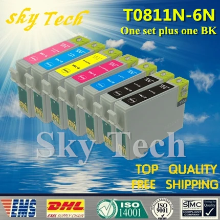 One set Plus One BK Compatible Cartridge For T0811N - T0816N , For Epson T50 R290 RX610 RX690 TX650 TX700W TX710W TX800FW etc ..