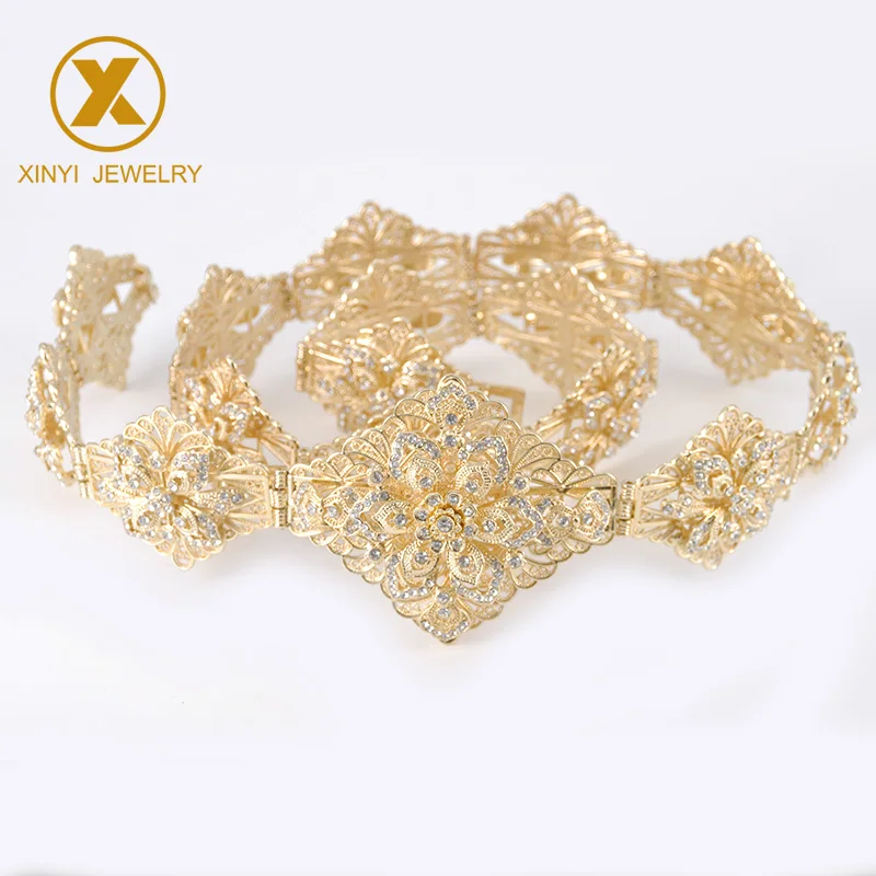 Fashionable Albanian bride waist chain women's hollowed-out flower shape structure belly chain adjustable length belt