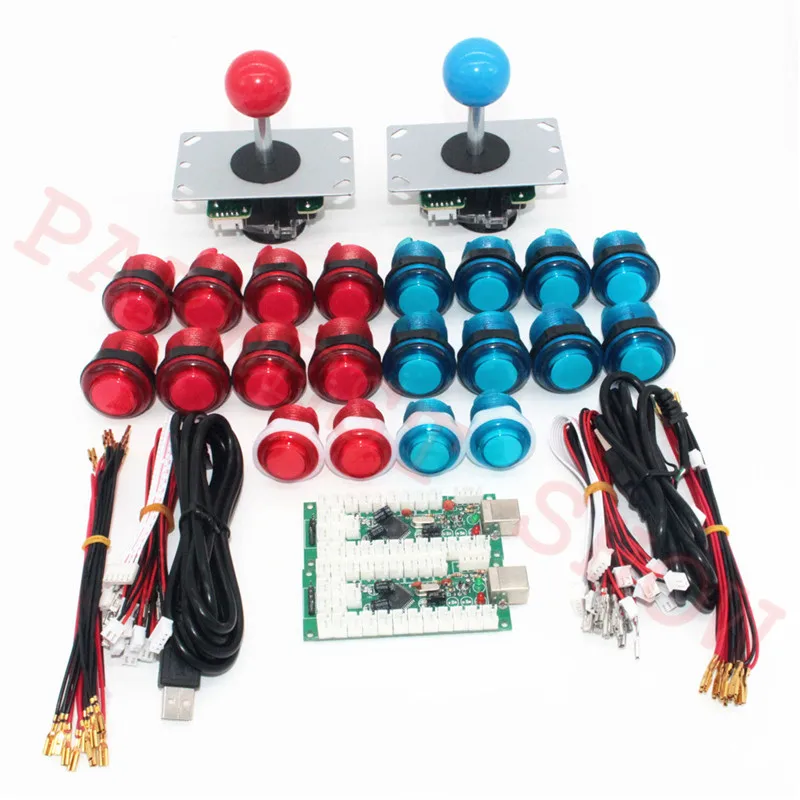 

DIY Arcade Joystick Kits With 20PCS LED Arcade Buttons + 2PCS Joysticks +2PCS USB Encoder Kit + Wire Cables Jamma Game Parts Set