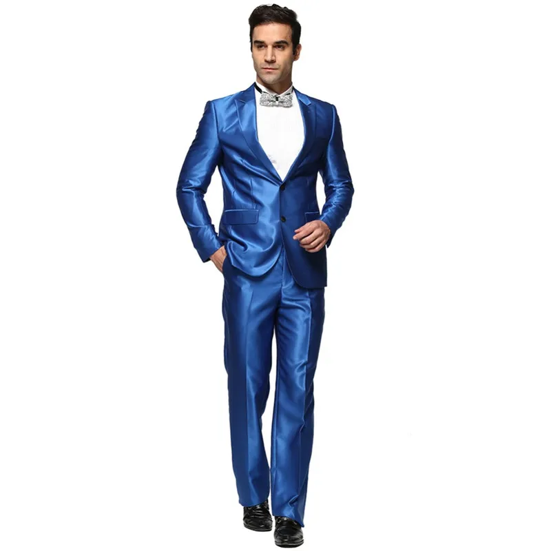 Men\'s Shiny Fashion Party Wedding Suits Tuxedo Costume Marriage Terno Masculino Business Suits for Men Two Pieces Jacket Pants