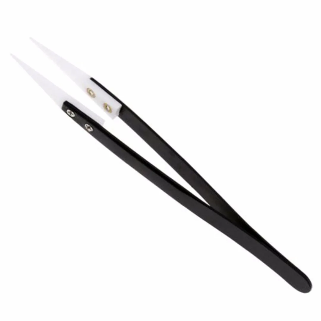 1pcs New Ceramic Tipped Stainless Steel Tweezer Fine Pointed Tips Heat Resistant Hand  tools