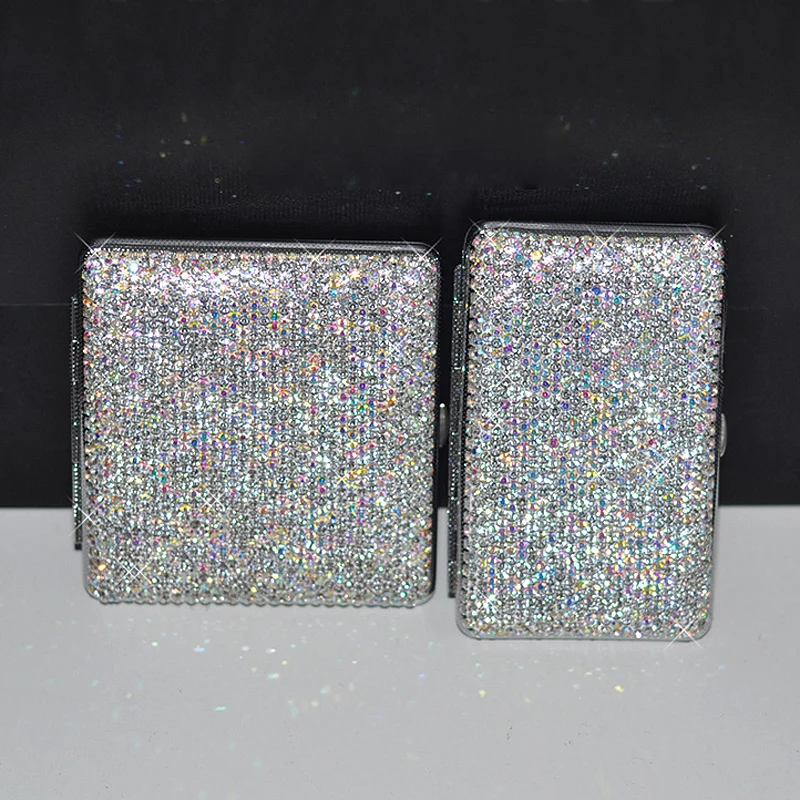 Creative Bling Bling Crystal Car Ashtray Cup Holder Metal Shiny Rhinestones Cigarette Case Car Accessories for Girl Women