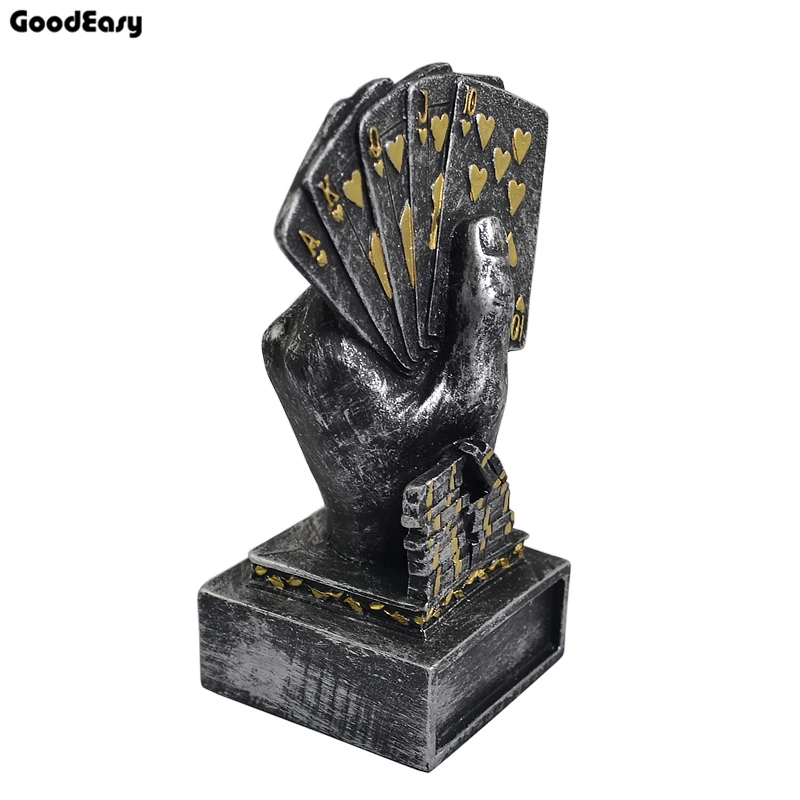 Casino Metal Poker Card Tournament Winner Finger Trophy Cup Poker Trophy Poker Game Souvenirs Winner Award Prize Home Decoration