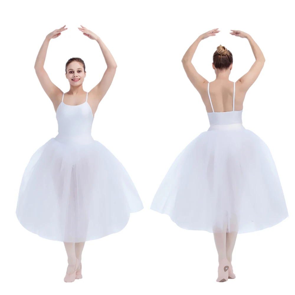 

White Romantic Long Camisole Leotard Tutu for Performance for Ladies and Girls 10 More Colors Available