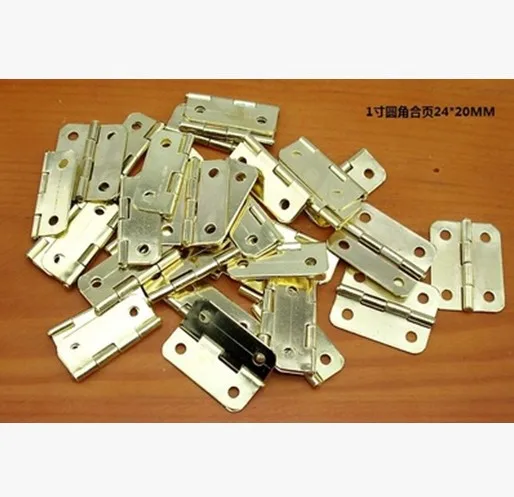 

100 шт. мини-петли для ящиков и шкафов, стальные с латунным золотым покрытием, 4 отверстия, 20*24 мм, дверные петли